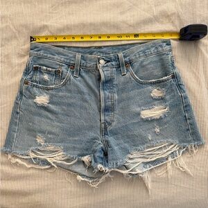 Levi's Blue Distressed Jean Shorts High-Waisted